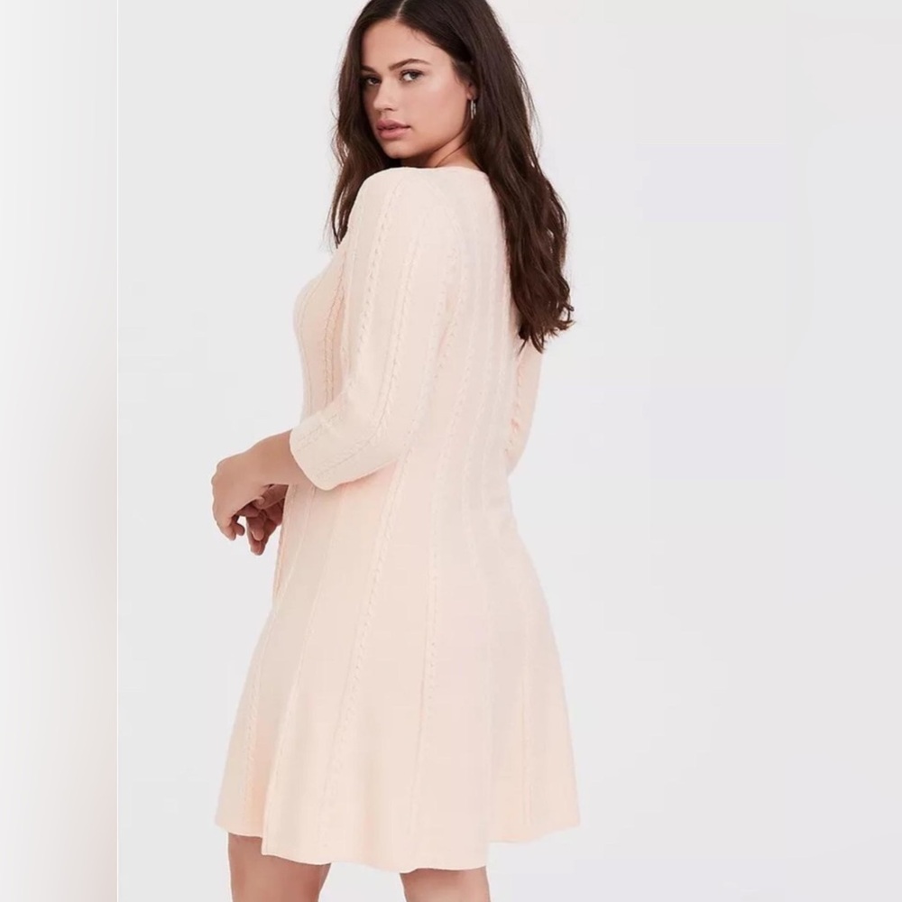 Torrid Acas blush Cable Knit Sweater Dress Size 3(3X) Pink Peach (22/24) NWT - Picture 2 of 5